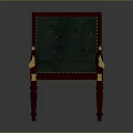 Luxurious Single Sofa With Red Frame Green Diamond Tufted Cushion And Golden Accents
