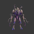 Mythical Fantasy Character Organic Creature with Tree Like Antlers Vine Covered Limbs Purple Gray Body