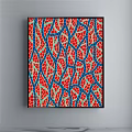 Vibrant Abstract Painting With Red Blue Network Vein Like Pattern Design 3d model