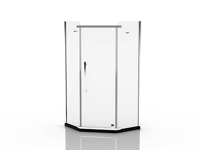 White Corner Shower Enclosure With Glass Door And Black Frame Reflective Base 3d model