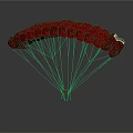 Red And Black Spacecraft Parachute System For Safe Descent In Space Missions