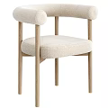 Modern Accent Chair With Beige Upholstered Seat And Natural Wooden Frame Legs