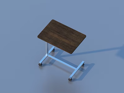 Practical Movable Table With Dark Wooden Top And Metal Frame On Wheels 3d model