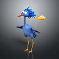 Animated Blue Bird Character With Blue Feathers Orange Beak Yellow Legs For Games And Movies