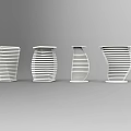 Four Modern White Side Tables With Different Layered Spiral Designs 3d model