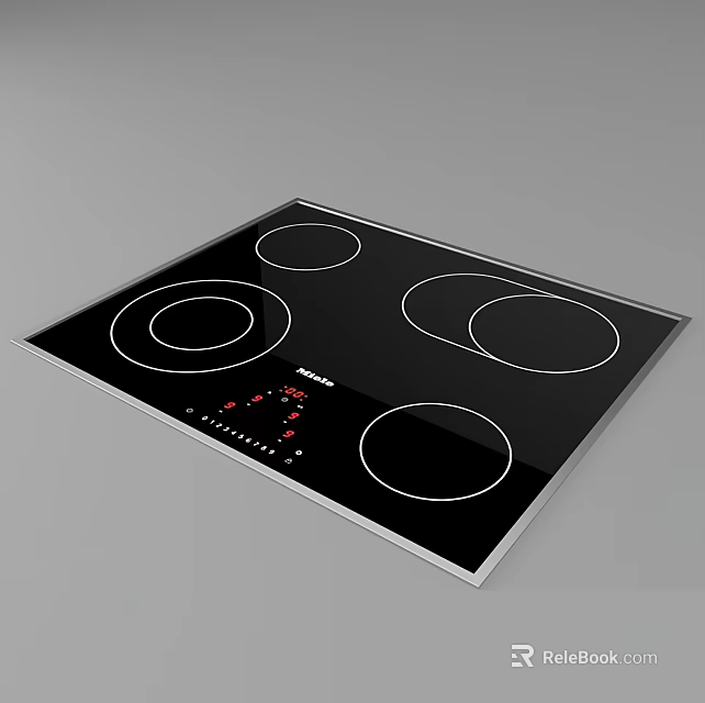 Modern Induction Cooktop Kitchen Appliance With Black Glass Surface And Four Heating Zones 3d model 