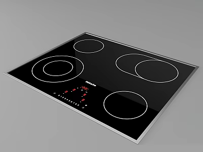 Modern Induction Cooktop Kitchen Appliance With Black Glass Surface And Four Heating Zones 3d model