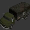 Vintage Functional Cargo Truck With Green Body Canvas Bed Illuminated Headlights And Mercedes Logo