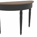 Elegant Half Round Dining Table With Wooden Top And Black Carved Legs