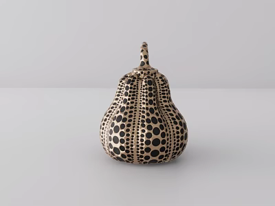 Decorative Ornament Set With Gourd Shaped Design Black Dot Pattern And Beige Black Minimalist Style 3d model