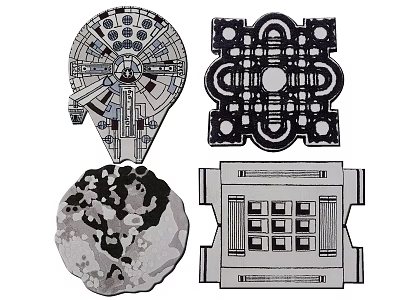 Stylish Patterned Rugs With Geometric Shapes And Abstract Designs For Home Interior Decor 3d model