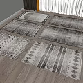 Modern Square Rugs with Geometric Patterns and Gray White Tones for Home Interior 3d model