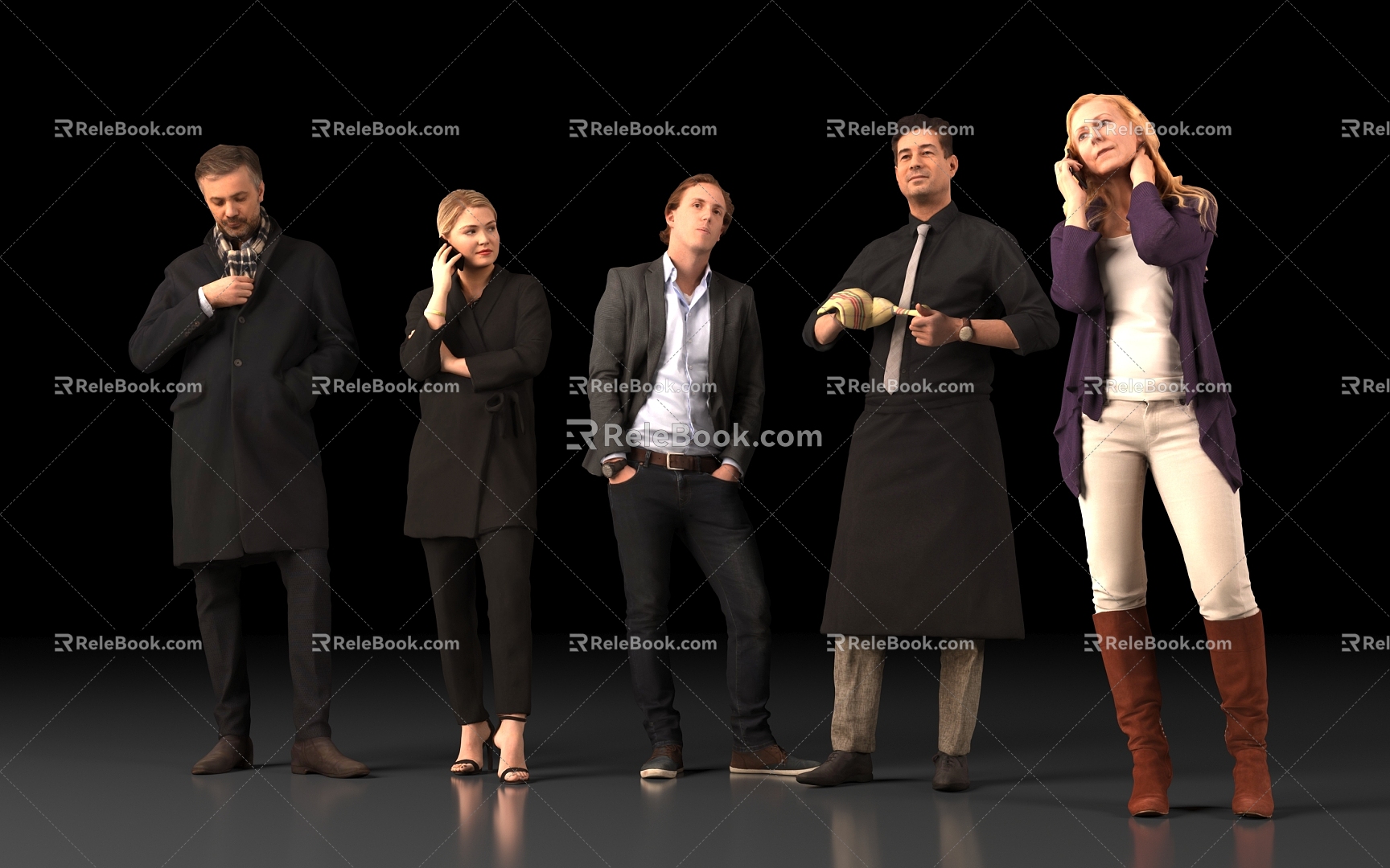 Call Woman Man Multi-day Suit Casual Wear Waiter Restaurant Coffee Waiter Bar Guest Guest Human Person City 3d model