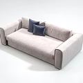 Light Gray Sectional Sofa With Sleek Design And Two Dark Blue Cushions 3d model