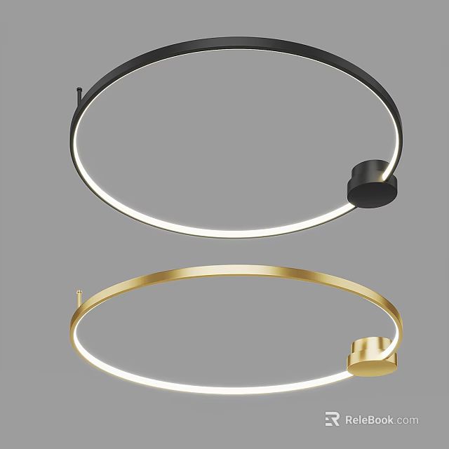 Modern Black and Gold Ceiling Lights with Sleek Circular Design and Soft Glow 3d model 