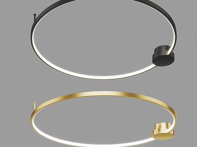 Modern Black and Gold Ceiling Lights with Sleek Circular Design and Soft Glow 3d model