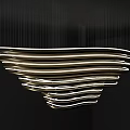 Abstract Chandelier with Curved Layered Lines Modern Illuminated Design for Contemporary Interior Decor