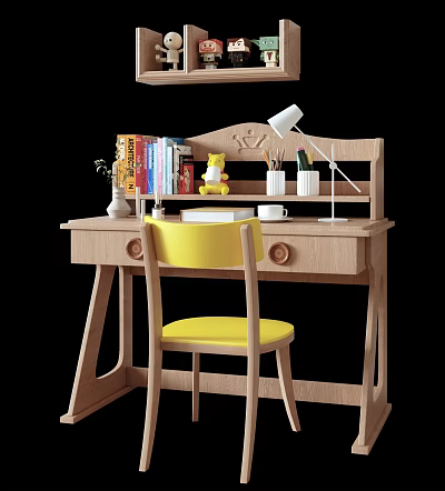 Modern Children's Desk and Chair Nordic Desk and Chair Log Desk and Chair Computer Desk and Chair Table and Chair Combination 3d model
