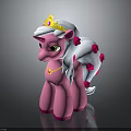 Cute Pink Pony Toy Figure With Golden Crown White Mane Pink Flower Decorations And Necklace