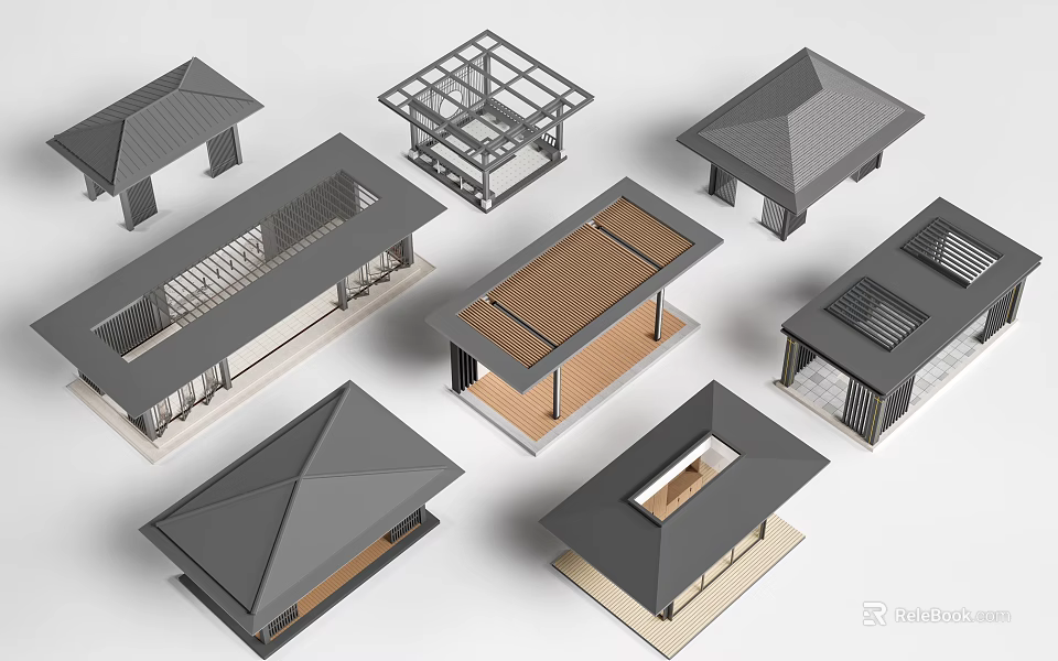Various Modern Architectural Roof Structure Models With Different Designs And Shapes 3d model