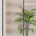 Modern Glass Room Dividers With Textured Patterns And Indoor Plants In Interior Space