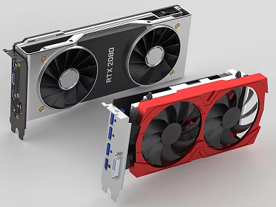 High Performance Computer Graphics Cards Dual Fans RTX 2080 Black And Red Design 3d model