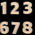 Illuminated Number Wall Decor Featuring Bulb Accents And Numbers 1 Through 9 3d model