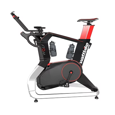 Wattbike Stationary Spin Bike With Black Red Design Digital Display And Water Bottle Holders 3d model