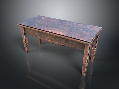 Vintage Wooden Table With Textured Surface And Elegant Carved Legs Design 3d model