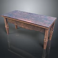 Vintage Wooden Table With Textured Surface And Elegant Carved Legs Design