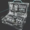 Portable Electronic Control Device In Wooden Case With Knobs Gauges And Switches