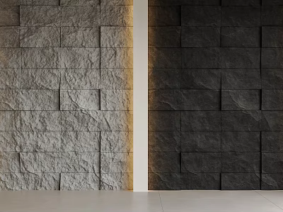 Gray And Black Textured Stone Wall Design For Modern Interior Background Space 3d model