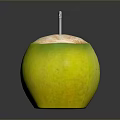 Fresh Green Coconut With Refreshing Natural Juice And White Straw