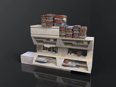 Modern Entryway Cabinet Sideboard With Storage Shelves And Decorative Items 3d model
