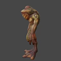 Humanoid Frog Man 3D Model With Green Brown Skin Standing Pose