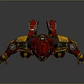 Red And Yellow Mech Robot Character With Mechanical Armor And Detailed Structure 3d model