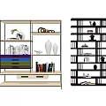 Modern Bookshelf Design With Multiple Shelves For Books Decor And Vases 3d model