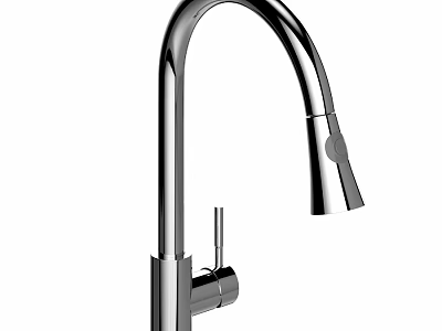 Modern Stainless Steel Kitchen Faucet With Sleek Curved Spout And Single Handle 3d model