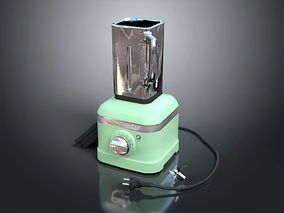 Green Electric Blender With Transparent Cup Knob Control And Power Cord 3d model