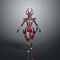Futuristic Red And Black Motorcycle With Mechanical Details And Sci Fi Aesthetic