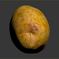 Fresh Yellow Potato With Spotted Surface On Black Background With Reflection 3d model