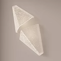 Modern White Crackle Textured Triangle Wall Sconces Mounted On Light Wall With Dark Vertical Stripes 3d model