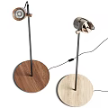 Modern Minimalist Floor Lamp With Wooden Head And Black Metal Stand