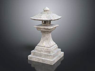 Traditional Stone Lantern Architectural Structure With Layered Stone Base And Decorative Top 3d model