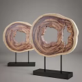 Modern Wooden Decorative Ornament Set with Circular Patterns Branch-like Shapes and Stands