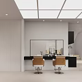 Modern Beauty Hair Salon With Open Layout White Tone Hairdressing Chairs Mirrors And Sofa