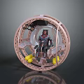 Futuristic Circular Space Capsule Interior With Seated Person And Yellow Components