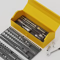 Professional Hardware Tool Set Including Socket Wrenches Sockets and Yellow Storage Case 3d model