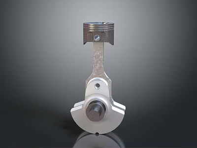 Automotive Engine Piston Component With Metal Construction And Connecting Rod 3d model