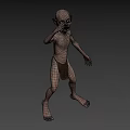Emaciated Fantasy Game And Movie Character With Pale Skin Raised Arm And Loincloth